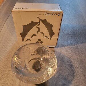 Orrefors Sweden HollyDay Crystal Candle Holder 5.5" Diameter